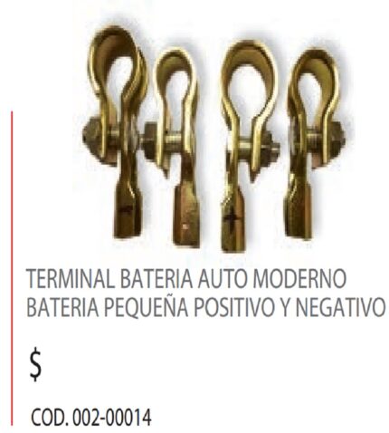 Terminal Batería Pequeña Auto Moderno | Pack Positivo y Negativo | COD. 002-00014