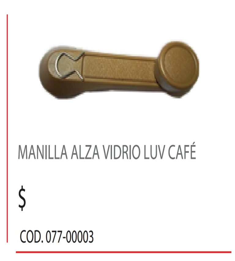 Manilla Alza Vidrio Chevrolet LUV Café | Repuesto Original