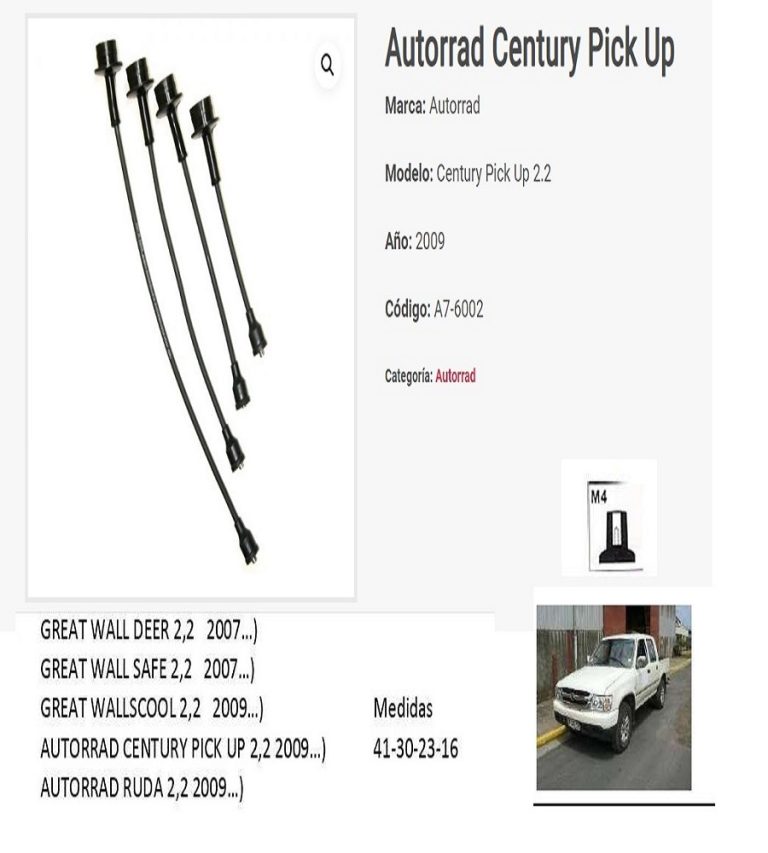 cable de bujias autorrad century pick up