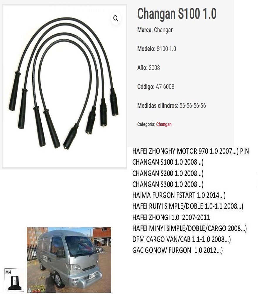 A7-6008 cable de bujias changan s100