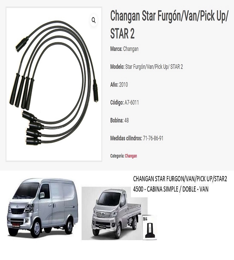 A7-6011 cable de bujias changan star furgon