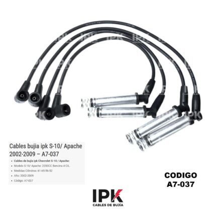 Juego de Cables de Bujía IPK para Chevrolet Apache 2.2 S10, Astra, Corsa Plus, Vectra | Modelos 1999-2012 | Cables de Silicona Alta Resistencia | Garantía 1 Año