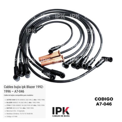 Juego Cables de Bujías Chevrolet ASTRO VAN 4.3 / BLAZER 4.3 / C1500 4.3