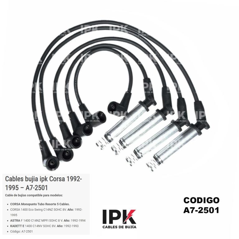 Juego Cables de Bujías Chevrolet CORSA MONOPUNTO TUBO RESORTE 5 Cables / ECO SWING C14NZ SOHC 8V/ ASTRA F 1400 C14NZ / KADETT E 1400 C14NV