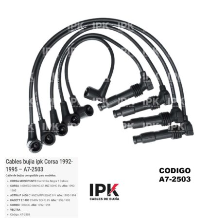 Juego Cable Bujías Chevrolet CORSA / VECTRA / COMBO MONO GOMA NEGRA
