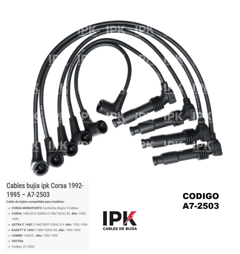 Juego Cable Bujías Chevrolet CORSA / VECTRA / COMBO MONO GOMA NEGRA