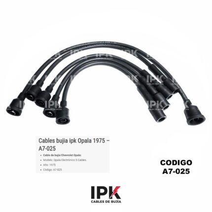 Juego de Cables de Bujías Chevrolet Opala 1975 Electrónico | Código A7-025 | IPK | Producto Nacional