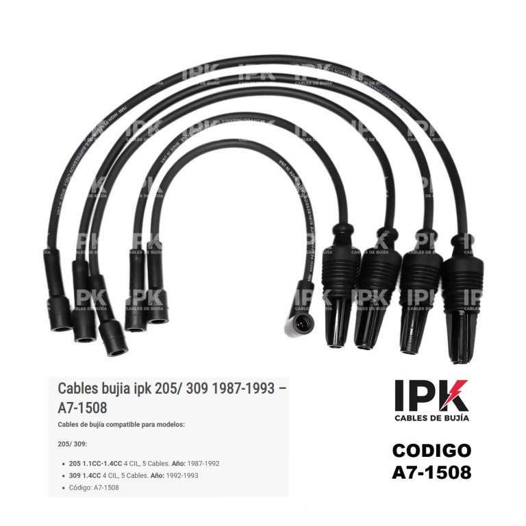 Juego de cables de bujías IPK para Peugeot 205 309 1.1 1.4 1987-1993 4 cables + cable DIN