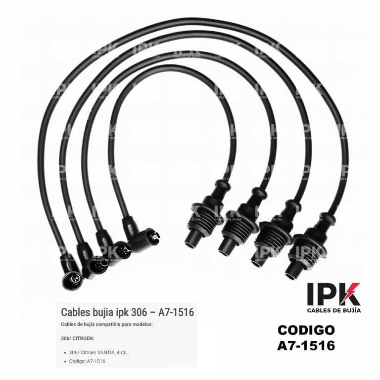 Juego de 4 cables de bujía IPK código A7-1516 para Peugeot 306 y Citroen Xantia - Repuestos Cañas