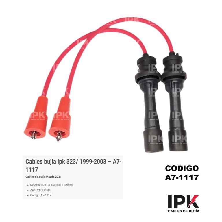 Juego de cables de bujías IPK A7-1117 para Mazda 323 BJ 1600CC 2 cables 1999-2003