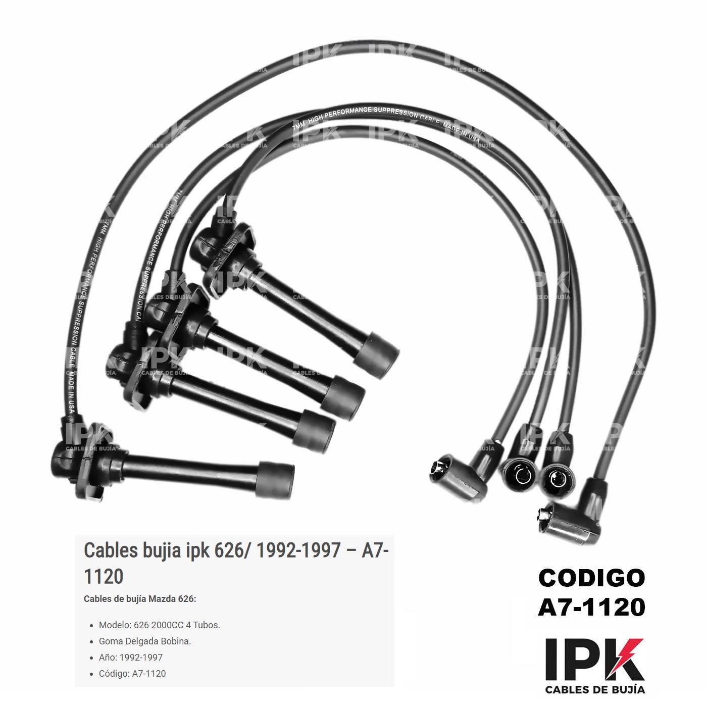 CABLE-DE-BUJIA-626-92-97-2000-CC-A7-1120 Cables de Bujías Mazda 626 2.0 1992-1997