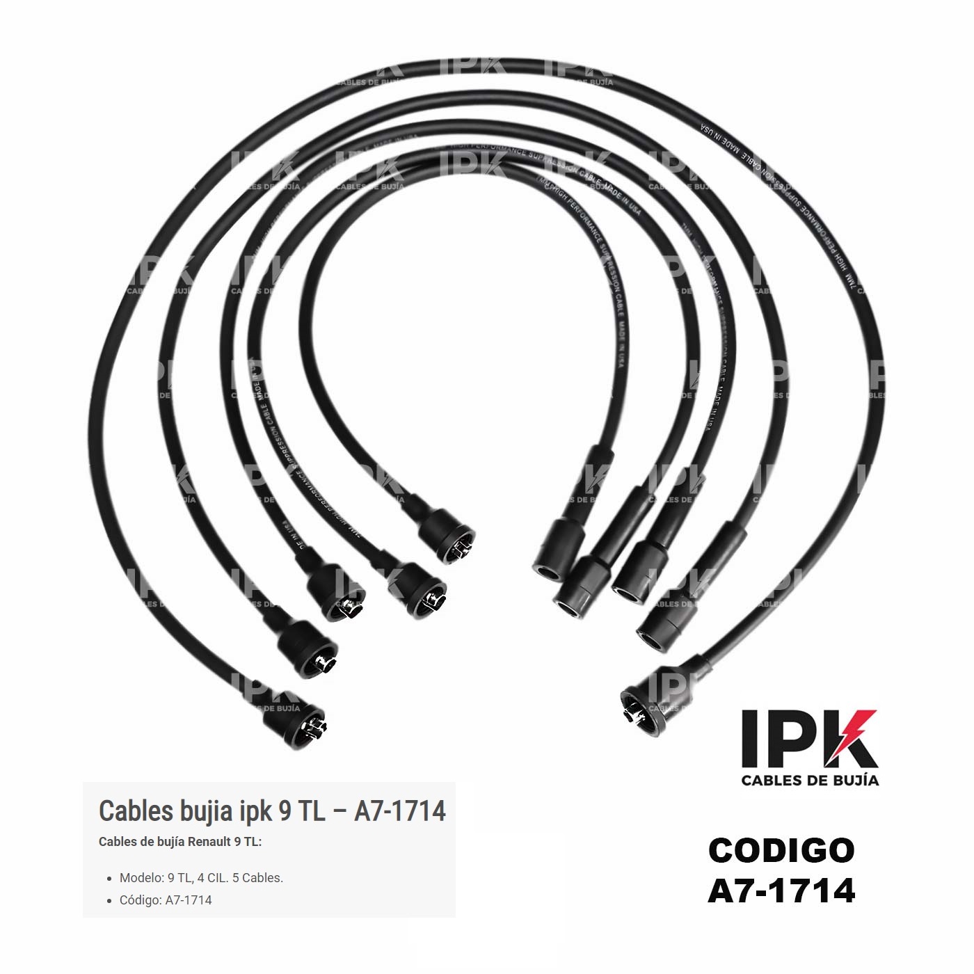 CABLE-DE-BUJIA-9-TL-A7-1714 Juego Cables de Bujías Renault 9 TL