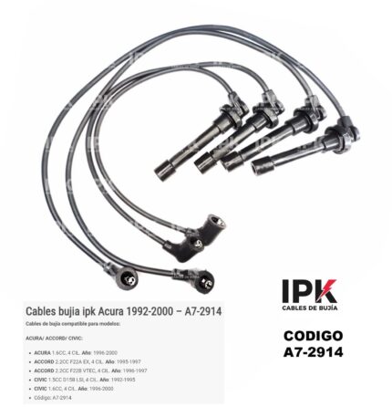 Juego de Cable de Bujías IPK A7-2914 para Honda Accord y Civic 1992-2000