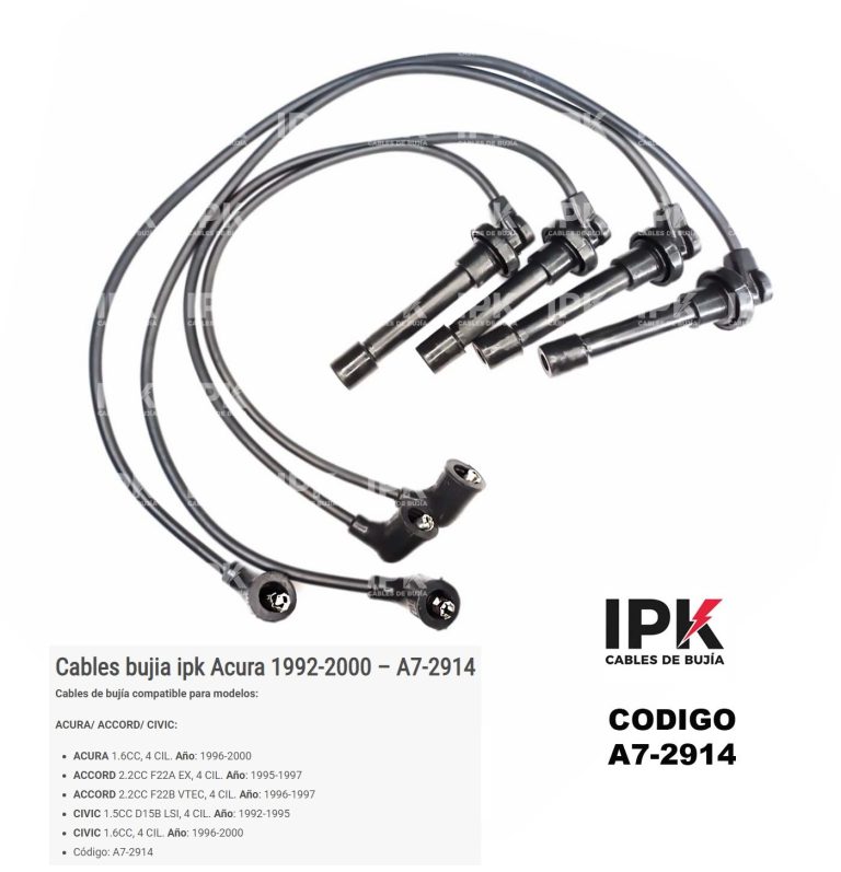 Juego de Cable de Bujías IPK A7-2914 para Honda Accord y Civic 1992-2000