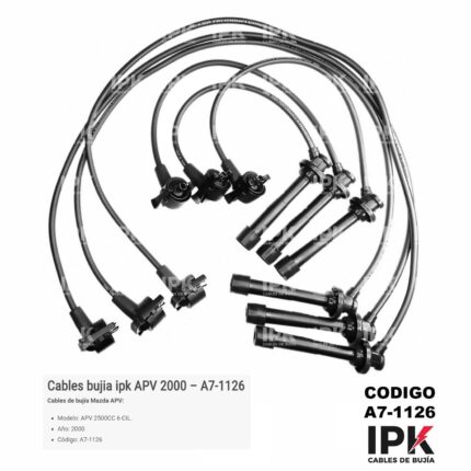 Juego-de-cables-de-bujias-Mazda-APV-2.5CC-2000-6-cilindros-codigo-A7-1126-original-IPK