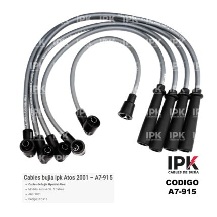 Juego cables bujía IPK Hyundai Atos 2001 1.0 código A7-915