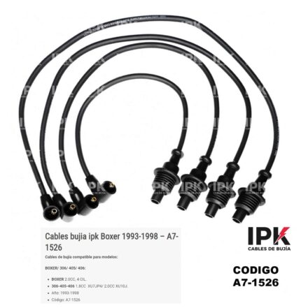 Juego Cables de Bujias Peugeot BOXER 2.0-306-405-406 1.8 93-98 XU7JP4/ 2.0 XU10J