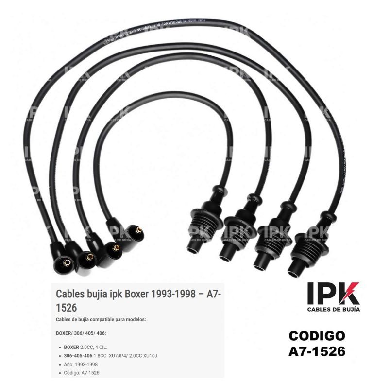 Juego Cables de Bujias Peugeot BOXER 2.0-306-405-406 1.8 93-98 XU7JP4/ 2.0 XU10J