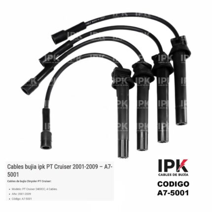 Juego de Cables de Bujía IPK para Chrysler PT Cruiser 2.4 (2001-2009) | Código A7-5001