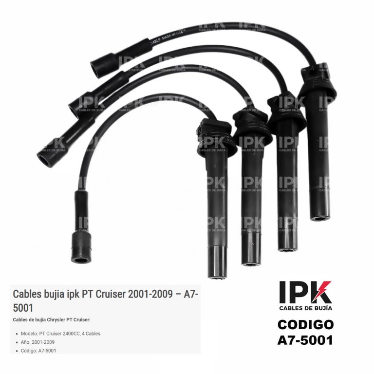 Juego de Cables de Bujía IPK para Chrysler PT Cruiser 2.4 (2001-2009) | Código A7-5001