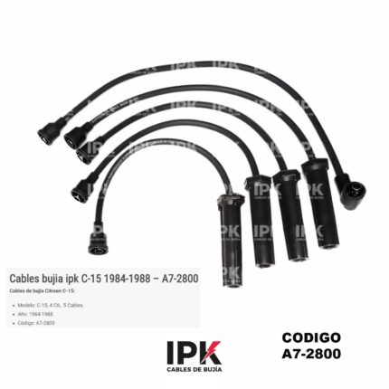 Juego de Cable de Bujías IPK A7-2800 para Citroën C-15 1984-1988 | 4 Cilindros, 5 Cables | ✅ Encaje Perfecto