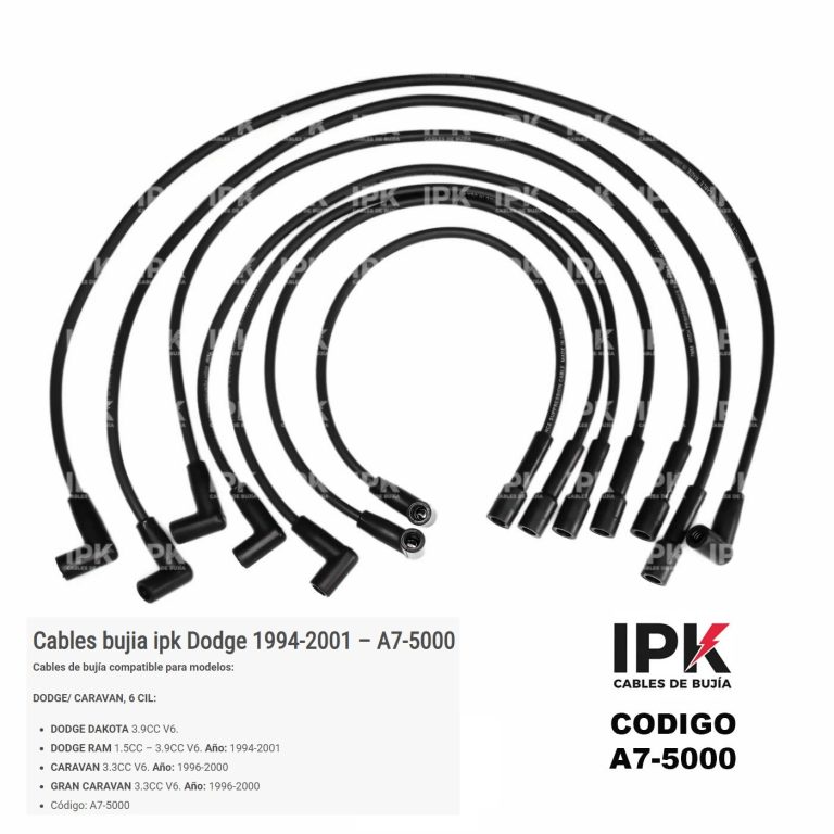 Cables de bujía IPK A7-5000 para Dodge Caravan 3.3 V6 año 1996-2000
