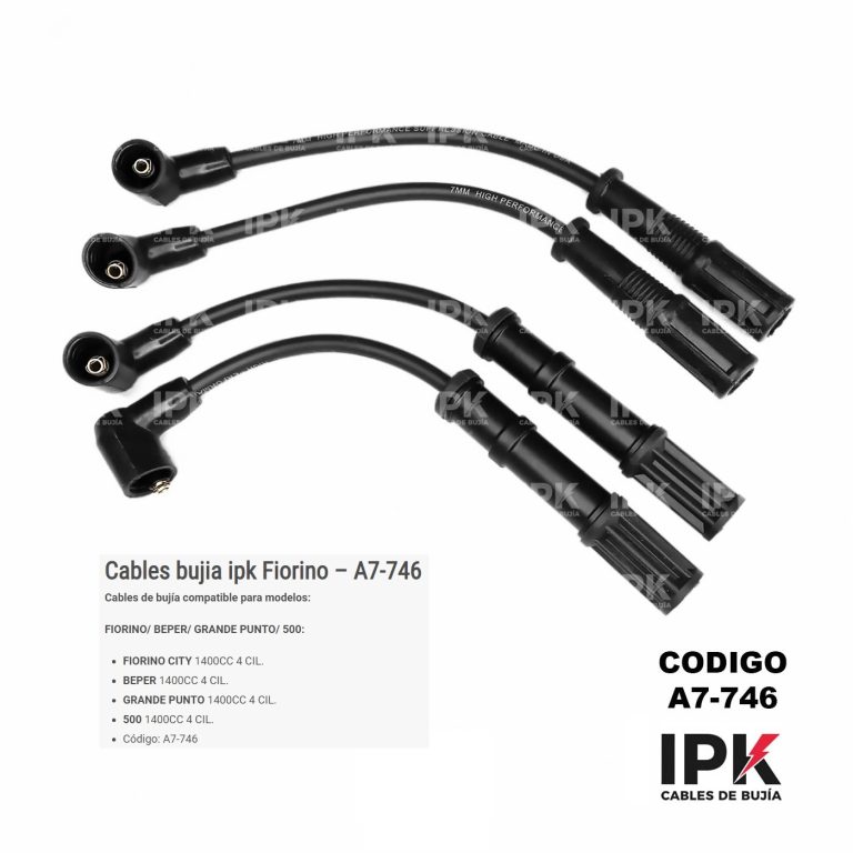Juego cables bujía IPK Fiat Fiorino Beper Grande Punto 500 código A7-746 1400cc sistema encendido