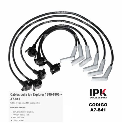 Juego de Cables de Bujías Ford Escape 2001-2005 | Código A7-820 | Motor 2000cc