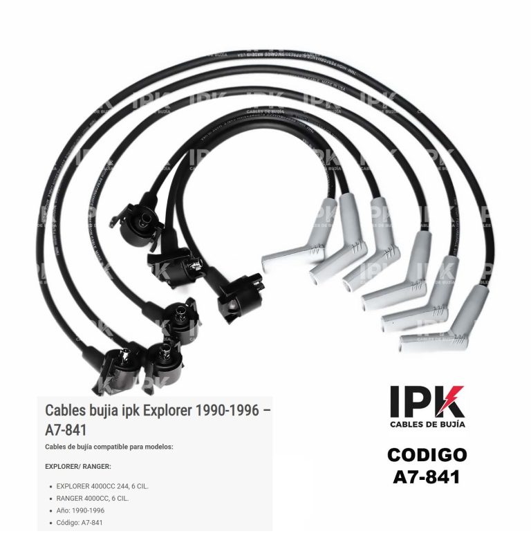 Juego de Cables de Bujías Ford Escape 2001-2005 | Código A7-820 | Motor 2000cc