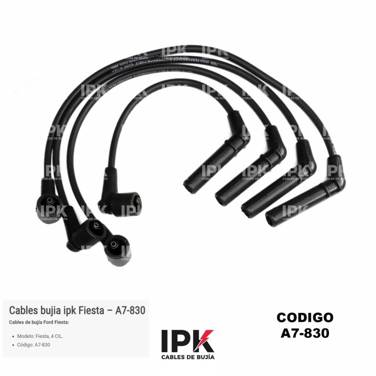 Juego cables de bujías IPK A7-830 para Ford Fiesta motores 4 cilindros con aislamiento de silicona