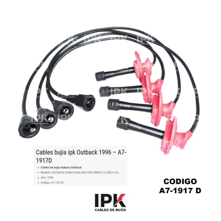 Juego Cables de bujías IPK Subaru Outback 2500 EJ25D GOMA OVALADA -DIN