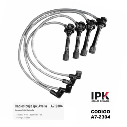 Juego de cables de bujías IPK A7-2304 para Kia Avella 1.5 DOHC 4 cilindros