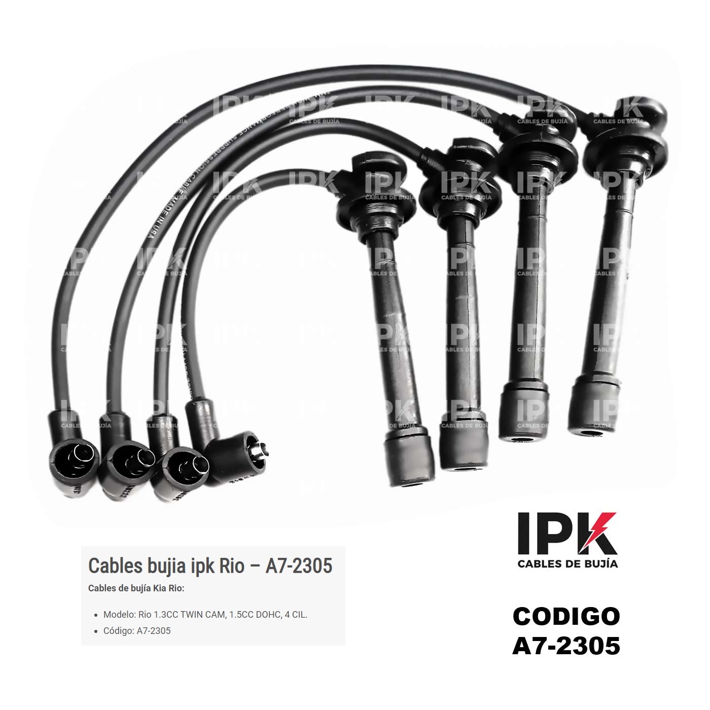 CABLE-DE-BUJIA-KIA-RIO-1.5-1.3-TWIN-CAM-DOCH-A7-2305 Juego Cables de Bujías KIA RIO 1.5 / 1.3 TWIN CAM DOCH/ RIO 2 1,5/ SPECTRA 1,6