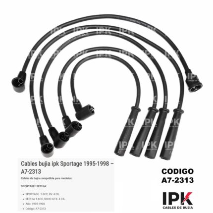 Juego cables bujias IPK A7-2313 para KIA Sportage 8V y Sephia GTX 1995-1998