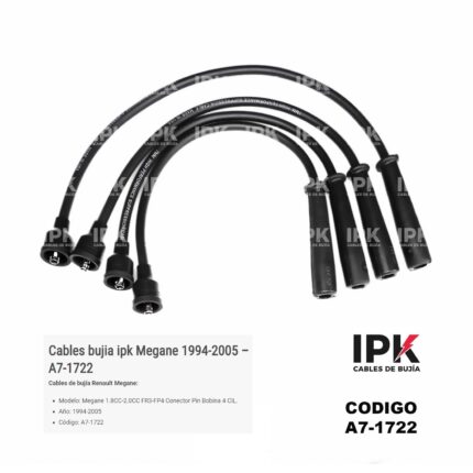 Juego Cables de Bujías Renault Megane 1.8-2.0 FR3-FP4 CONECTOR PIN BOBINA