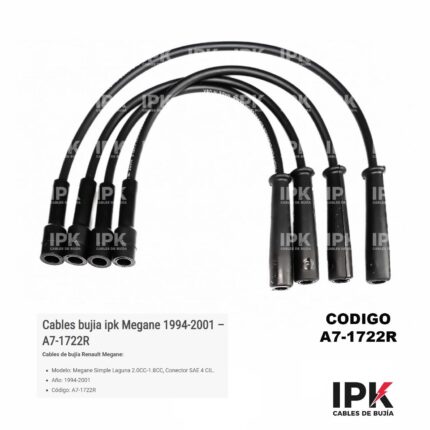 Juego Cables de Bujías Renault Megane 1.8-2.0 FR3-FP4 CONECTOR PIN BOBINA