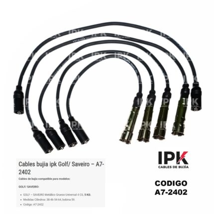 Juego Cables de bujías IPK Volkswagen Golf/ Saveiro Grueso Universal 4 cilindros