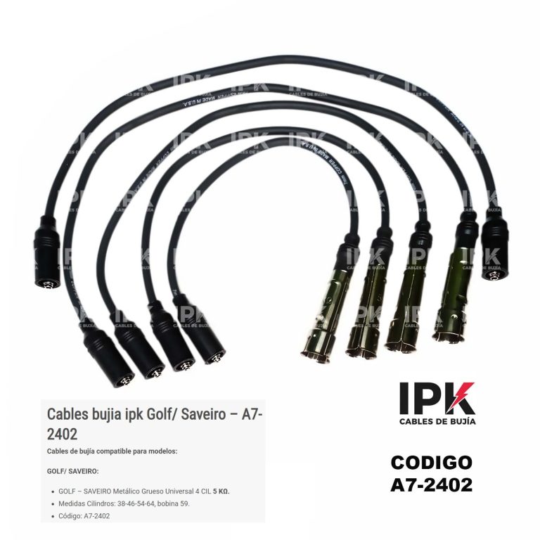 Juego Cables de bujías IPK Volkswagen Golf/ Saveiro Grueso Universal 4 cilindros