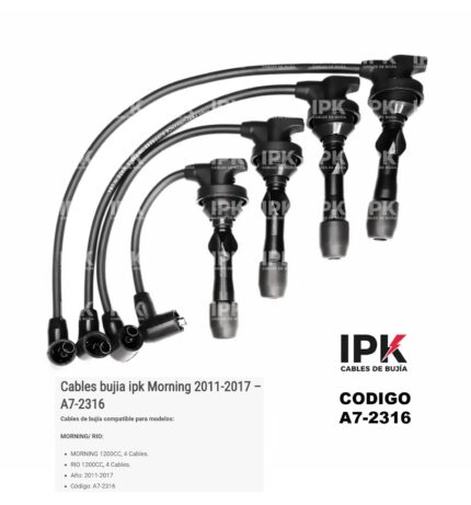 Cables de Bujía IPK Kia Morning y Rio 1200 2011-2019 – A7-2316