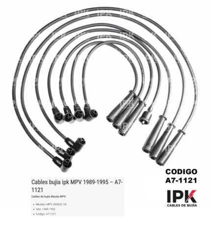 Juego de cables de bujías IPK A7-1121 para Mazda MPV 3000CC V6 1989-1995 motor 6 cilindros