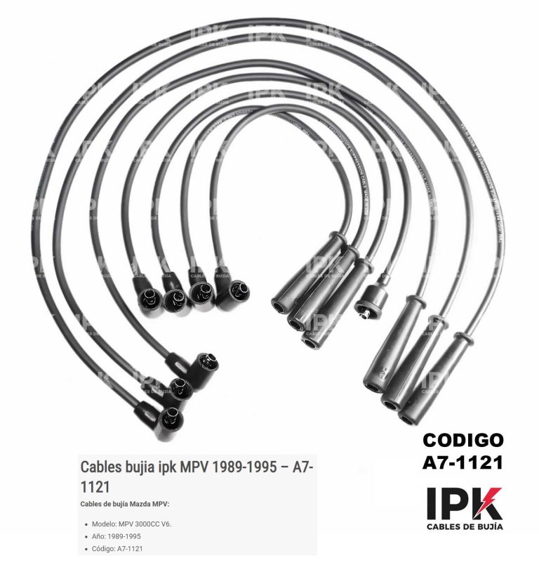 Juego de cables de bujías IPK A7-1121 para Mazda MPV 3000CC V6 1989-1995 motor 6 cilindros