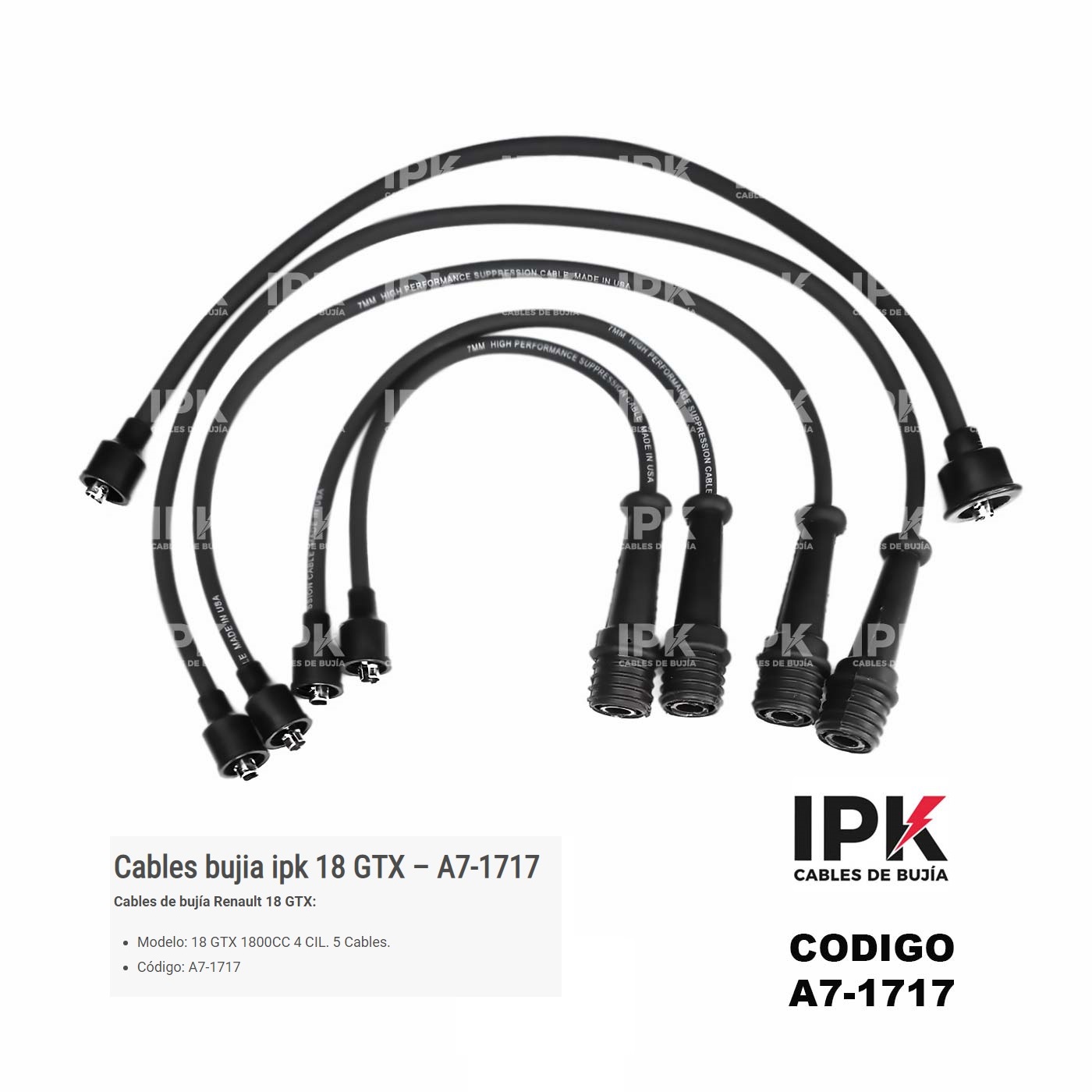 CABLE-DE-BUJIA-RENAULT-18-1.8-A7-1717 Juego Cables de Bujías Renault 18GTX