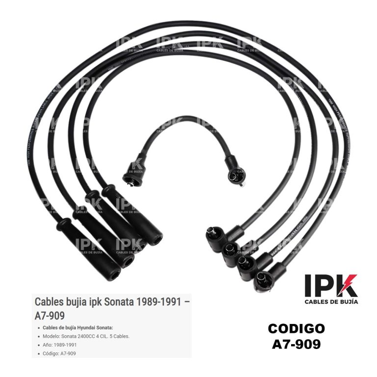 Juego cables bujía IPK Hyundai Sonata 2.4 1989-1990-1991 código A7-909