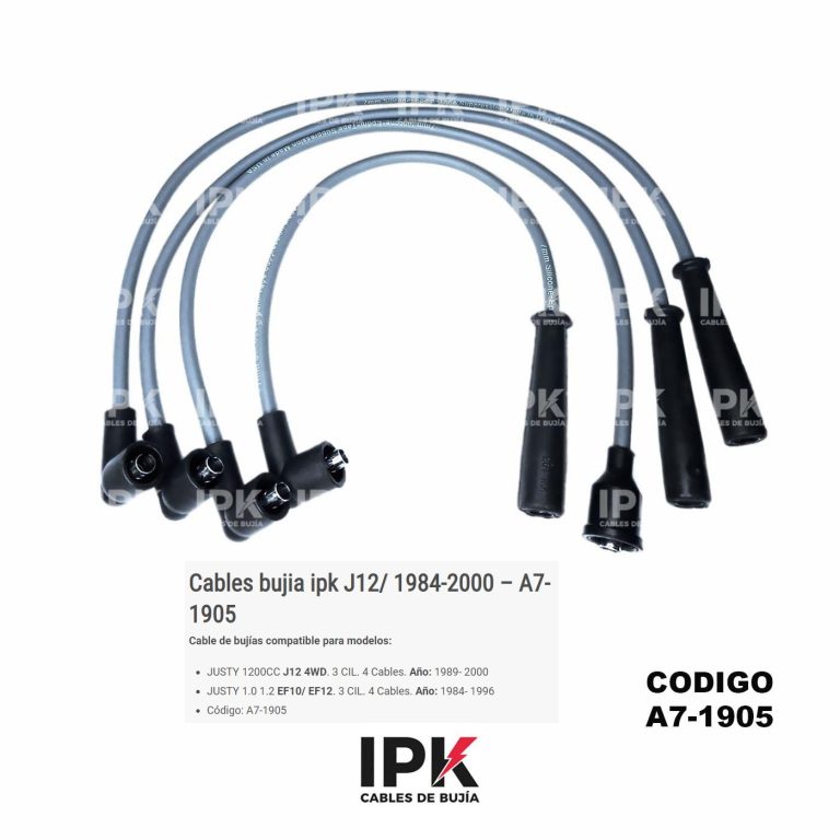 Juego de cables de bujías IPK A7-1905 para Subaru Justy 1.0 1.2 1984-2000 3 cilindros