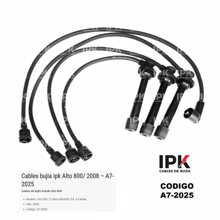 Juego de cables de bujía IPK A7-2025 para Suzuki Alto 800 3 tubo baquelita 2008-2012