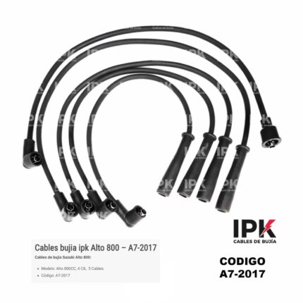 Juego de 4 Cables de Bujía + Cable de Bobina IPK para Suzuki Alto 800 | A7-2017