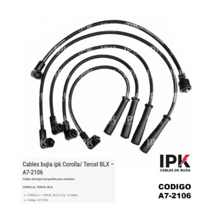 CABLES DE BUJÍA IPK PREMIUM PARA TOYOTA COROLLA Y TERCEL BLX