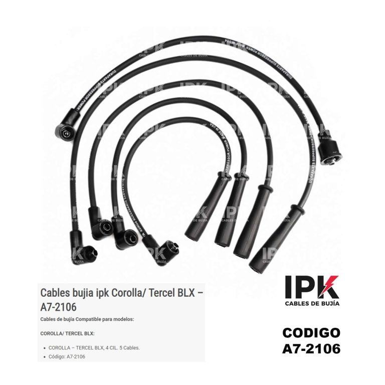 CABLES DE BUJÍA IPK PREMIUM PARA TOYOTA COROLLA Y TERCEL BLX
