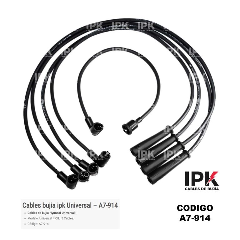 Juego cables bujía IPK Hyundai H-100 Sonata 1990-2003 motores G4CS G4CM G4CP código A7-913