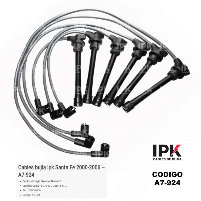Juego de cables de bujías IPK Hyundai Santa Fe 2700 G6BA 2000-2006 código A7-924